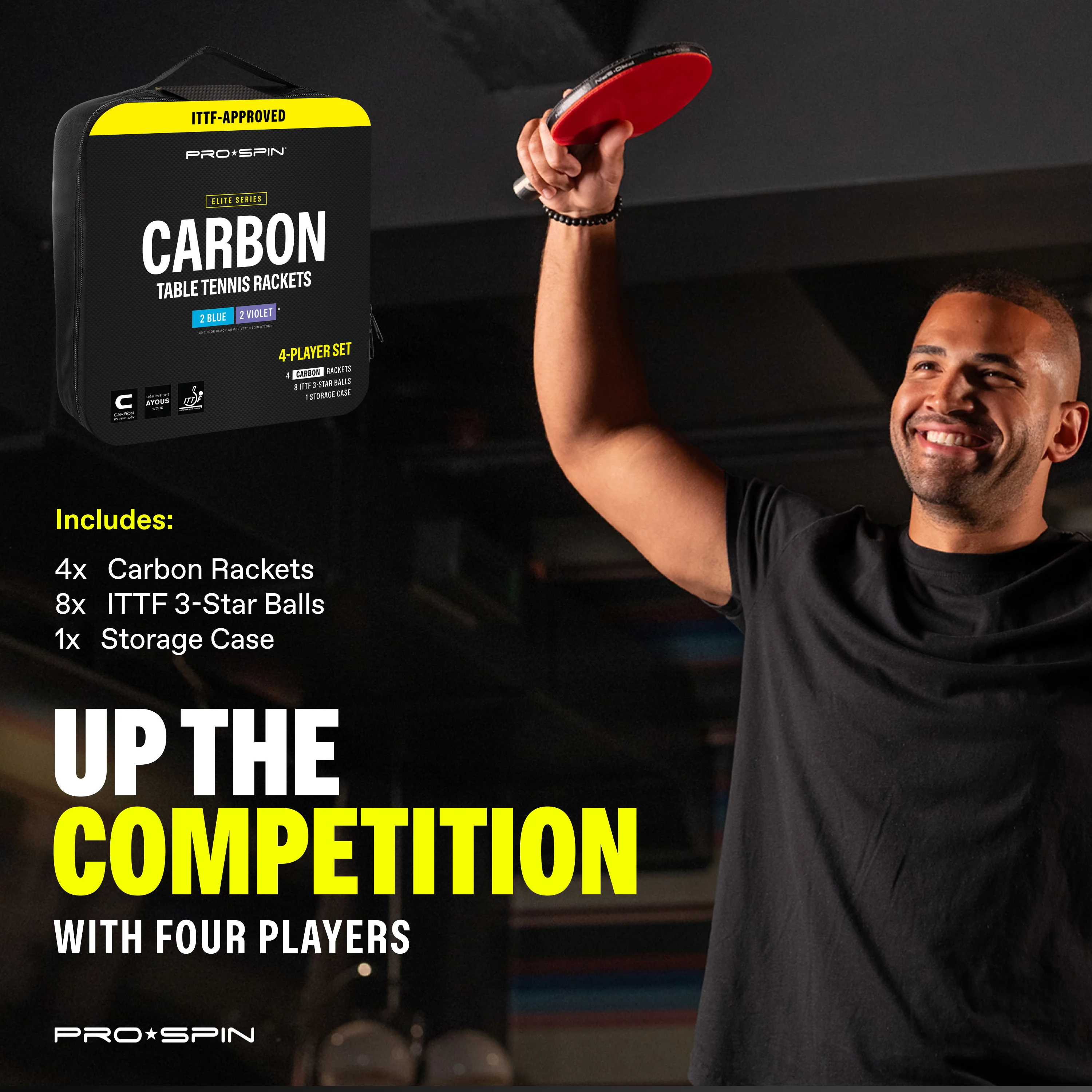 Carbon Fiber Ping Pong Paddles - 4-Player Competition Set - Image 24